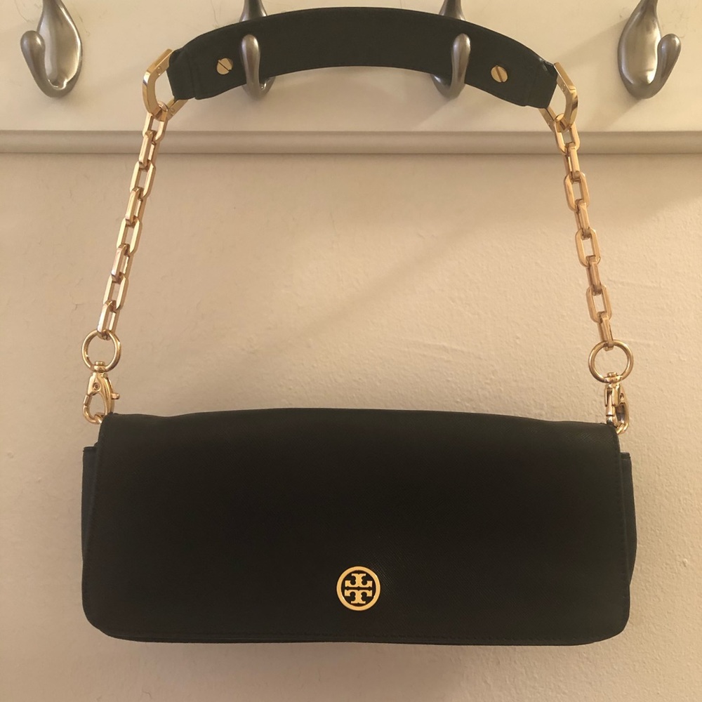 Tory Burch mini Black evening bag with chain